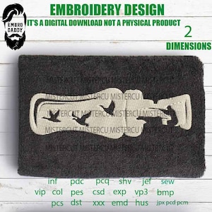 Archivos de bordado, diseño de bordado a máquina de Whisperer Duck Hunter, 2 tamaños, patrón de bordado, archivo de bordado PES, xxx y más