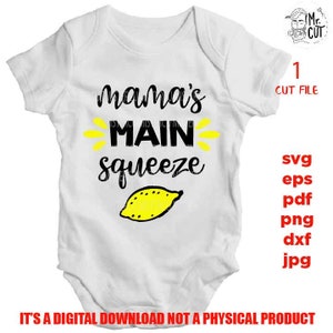 mama main squeeze DxF, EpS, png alta resolução, arquivo de corte, jpg espelhado, chá de bebê, camiseta de bebê, menina, limão, design vetorial de body de bebê