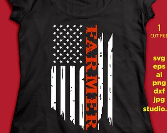 USA Farmer, Farmer flag Svg, rifle svg, Distressed Flag Svg, farmer Cut Files Fire, Vinyl Decal Design T-shirt, for Cricut Silhouette