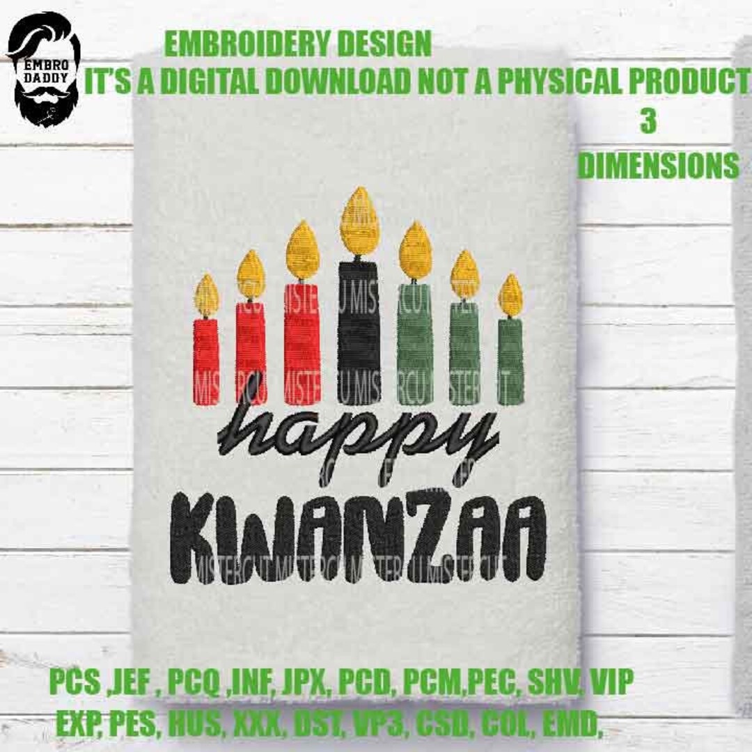 Embroidery Files Happy Kwanzaa Machine Embroidery Design 3 Etsy