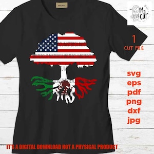 Amerikanische gewachsen mexikanische Wurzeln SVG, DXF, Amerika-Flagge, Mexiko-Flagge, Familie Wurzeln Svg, Stammbaum, geschnitten Datei, Png hohe Auflösung, Eps, PDF