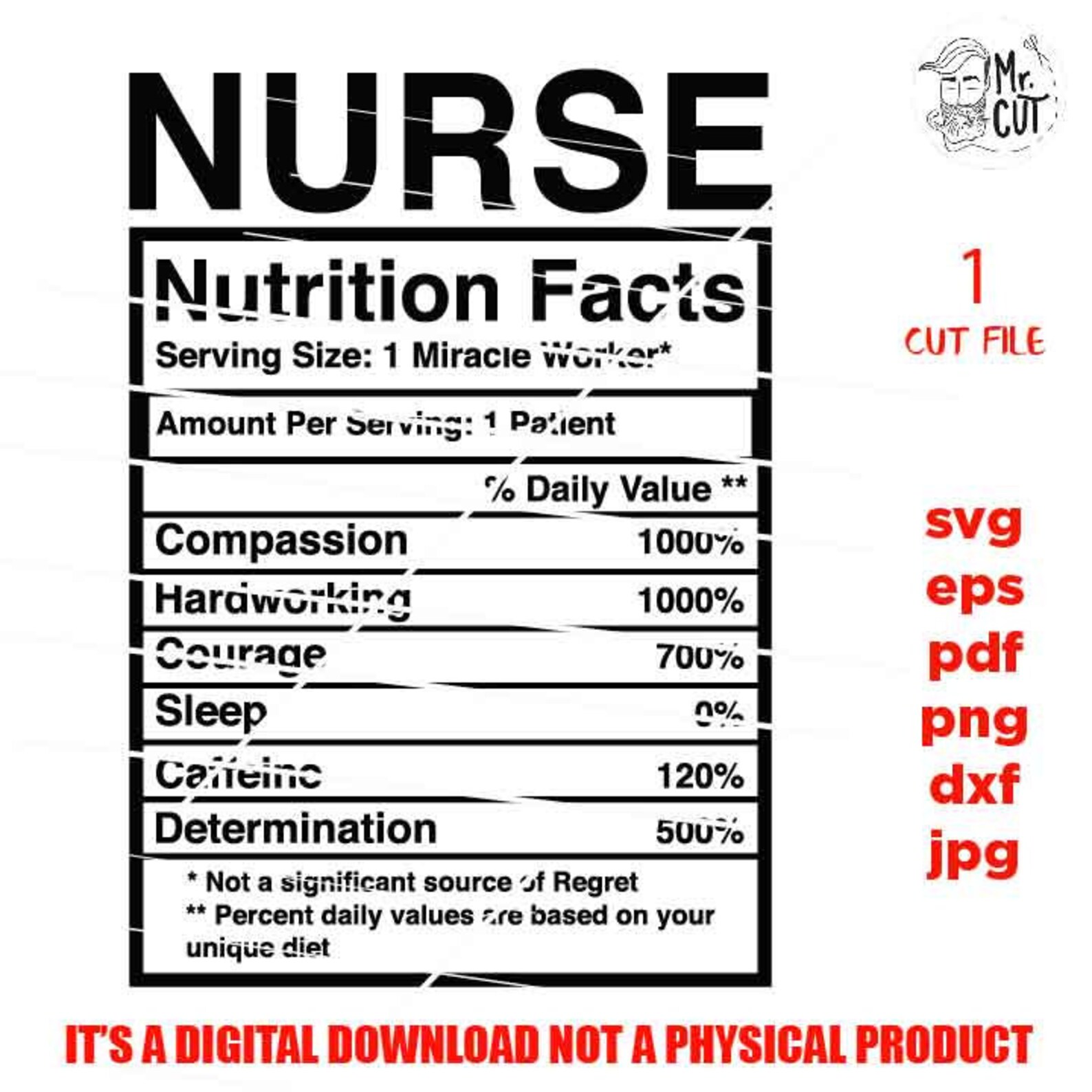 NURSE Nutrition Facts Nurse Svg Appreciation Svg Nurse Sign Etsy