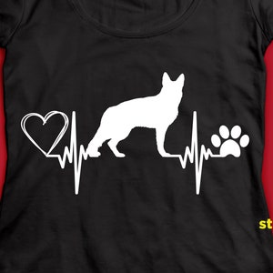 Pastor alemán, corazón de pastor alemán, archivos svg, archivos svg para perro cricut, mamá perro, silueta de perro en archivo svg, eps, jpeg, png, impresión de perro imagen 1