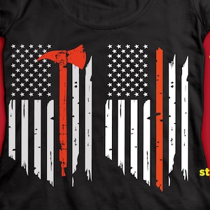 USA drapeau Fire Dept Red Line Svg Fireman Distressed Flag Svg Firefighter Cut Files Fire Axe Vinyl Decal Design T-shirt, pour Cricut Silhouette