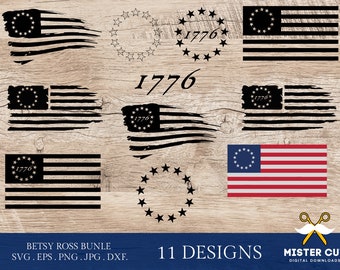 Paquete de ARCHIVOS DIGITALES de la bandera de Betsy Ross, png de alta resolución, jpg, svg, día de la independencia, SVG, vector de camisa, transferencia de jpg, archivo de corte, dxf