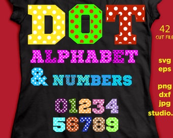 Polka Dot Letters & numbers Svg Spotted Font with dots in the letter Svg Monogram Alphabet  Cricut Png Eps Dxf Silhouette vinyl font clipart