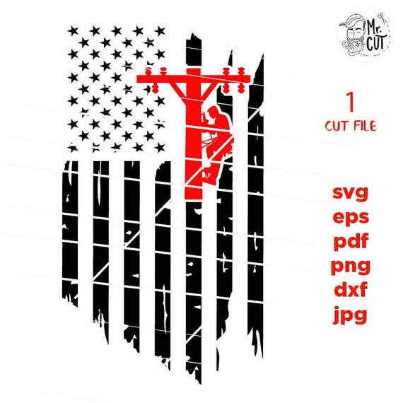 Download Lineman American Usa Flag Svg Png Dxf Mirrored Jpg Lineman Etsy