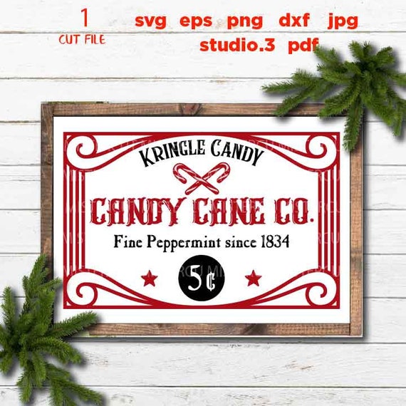 Download Free Kringle Candy Co Candy Cane Svg Rustic Christmas Home Decor Etsy SVG DXF Cut File