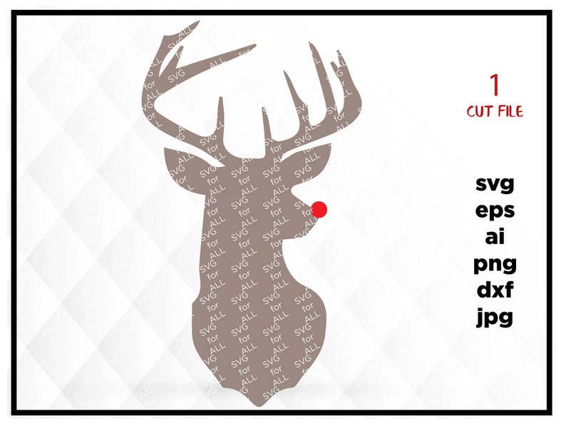 Download Clip Art Art Collectibles Monogram Frame Christmas Svg Svg Deer Red Nose Reindeer Santa Clipart Svg Dxf Eps Png Silhouette Cricut Cut File Reindeer Deer Rudolph