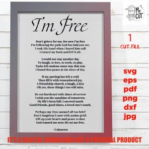 Sono file a taglio libero, memoria SVG, Dxf, Eps, Png, PDF, Sympathy Gift jpg transfer, miss uno svg, Memorial, funerale, poema commemorativo
