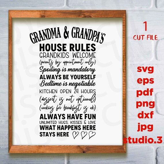 Download Grandma Grandpa S House Rules Svg Dxf Png Cut File Etsy