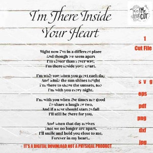 I'm There Inside Your Heart Cut Files, Memory SVG, Dxf, Eps, Png, PDF ...