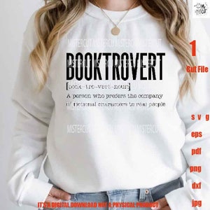 Booktrovert svg, dxf, png, pdf, Book Lover Svg, sublimation png, lecture en téléchargement numérique Svg, Cricut, Silhouette, bibliothécaire Svg, Boho svg