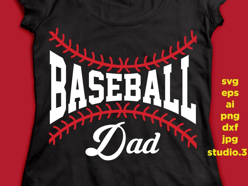 May include: Black t-shirt with a white baseball graphic and the text "Baseball Dad" in a white cursive font.