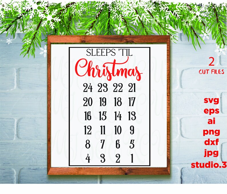 Sleeps 'til Christmas svg Christmas svg Advent Calendar Etsy