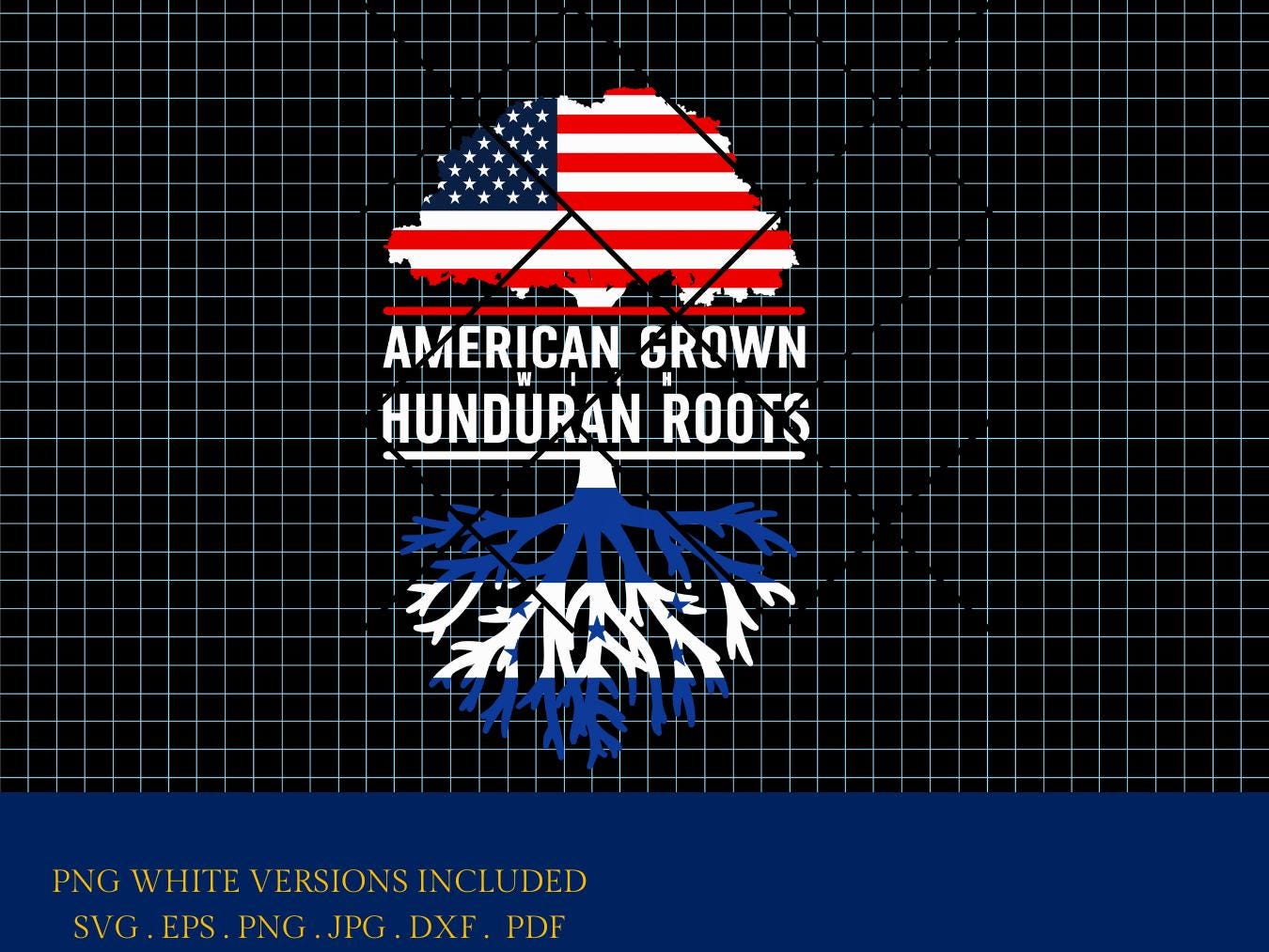Raíces hondureñas de ascendencia americana SVG, DXF, bandera de Estados Unidos, bandera de Honduras, raíces familiares svg, árbol genealógico, archivo de corte, png de alta resolución, eps, PDF