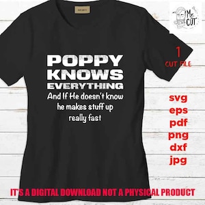 Mohn weiß alles, SVG-Datei, Vatertag, svg, dxf, Schneidedatei, Jpg gespiegelt, Papa svg, Vektor-Shirt-Design Schnittdatei, Geschenk für Papa