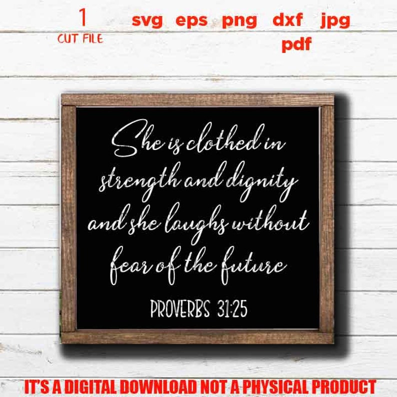 Download She is clothed in strenth Proverbs 31:25 SVG Bible Verse ...
