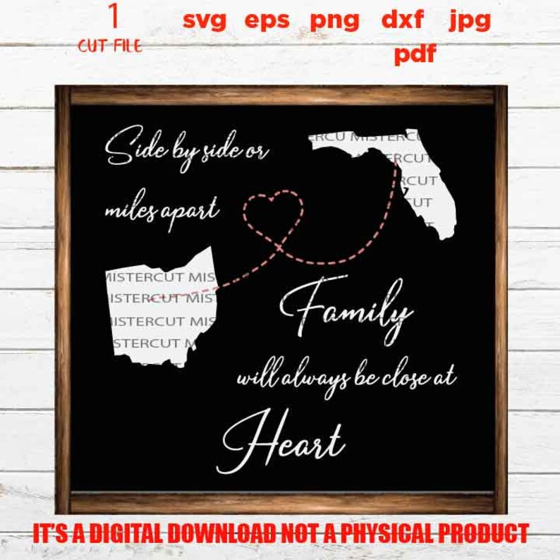 Download Side By Side or Miles Apart Close At Heart Family sign SVG ...