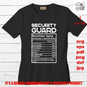 Conception de vecteur de chemise de faits d'agent de sécurité, signe, cadeau d'idée de travailleur de sécurité, signe Svg, haute résolution de PNG, Dxf, eps, pdf, travailleur essentiel