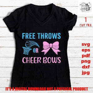 vrije worpen of cheer bows gesneden bestand, dxf, gender reveal svg, jongen meisje gender reveal svg, png hoge resolutie, jpg gespiegeld, afdrukbare digitale