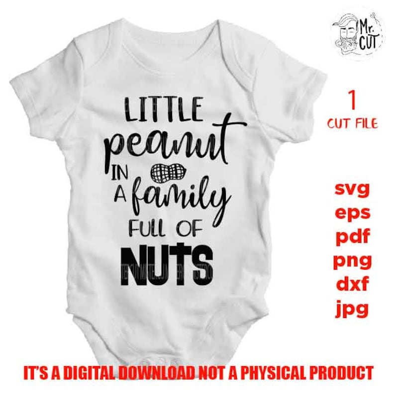 Download Clip Art Eps Jpg Little Peanut In A Family Full Of Nuts Svg Bodysuit Vector Design Newborn Svg Baby Shower Dxf Baby Shirt Design Cut File Art Collectibles