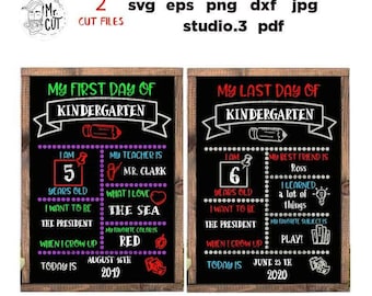 First and Last Day Chalkboard SVG Bundle, DxF, EpS, cut file, jpg transfer, First Day of School SVG, Chalkboard Sign Svg, Last Day of SchooL