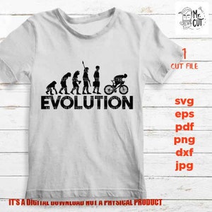 Fietsen, evolutie Bicycle Love landschap, mountainbiker svg, png, dxf, eps, cut file, Biker, Cut File voor Silhouette en Cricut, Fietsen