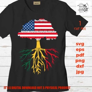 Radici africane americane SVG, DXF, bandiera americana, bandiera africana, radici familiari SVG, albero genealogico, file di taglio, png ad alta risoluzione, eps, PDF
