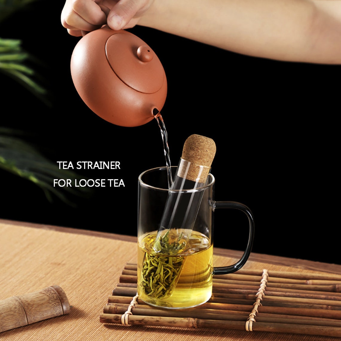 2 Pack Glass Tube Tea Infuser Filter Cork Cute Tea Defuser Etsy