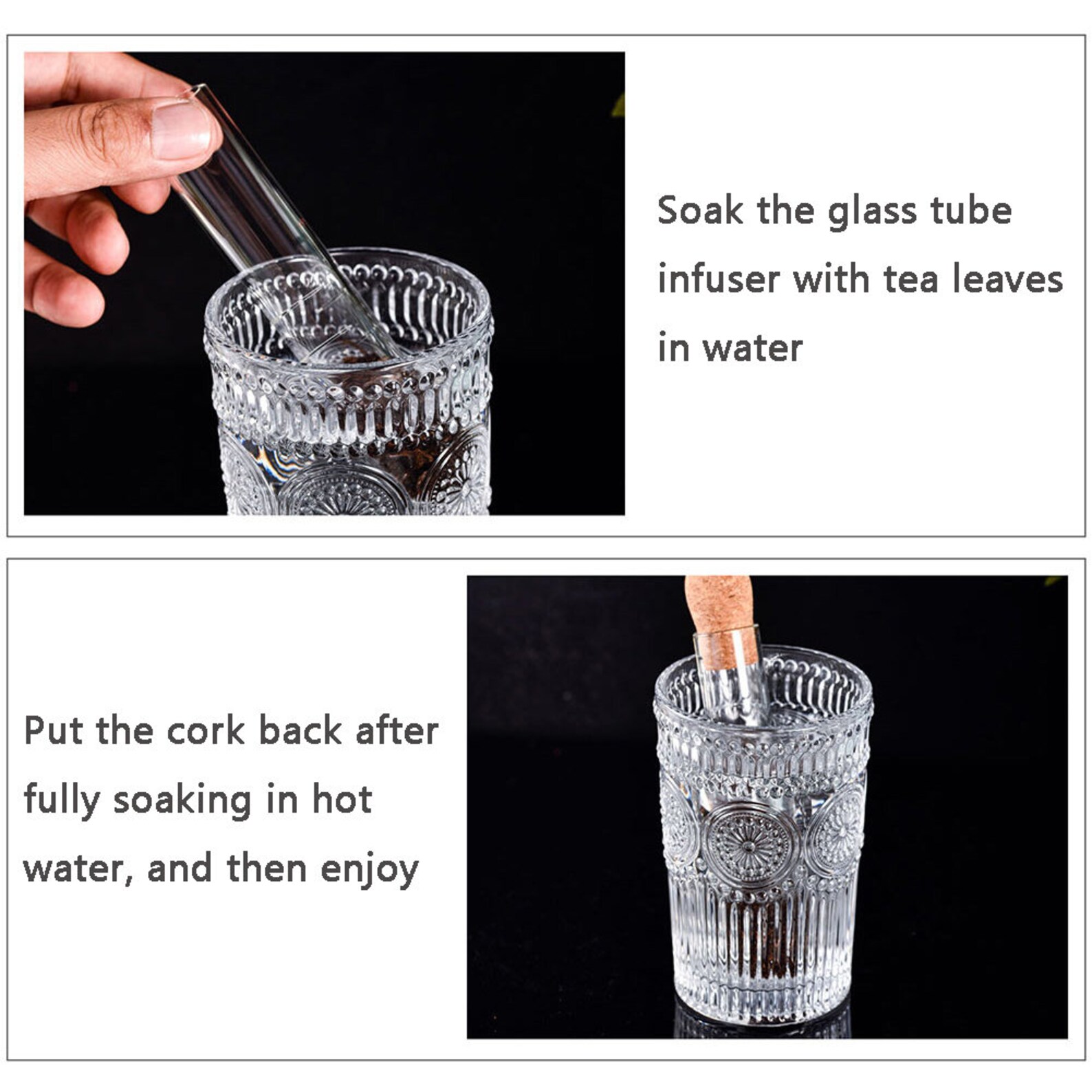 2 Pack Glass Tube Tea Infuser Filter Cork Cute Tea Defuser Etsy