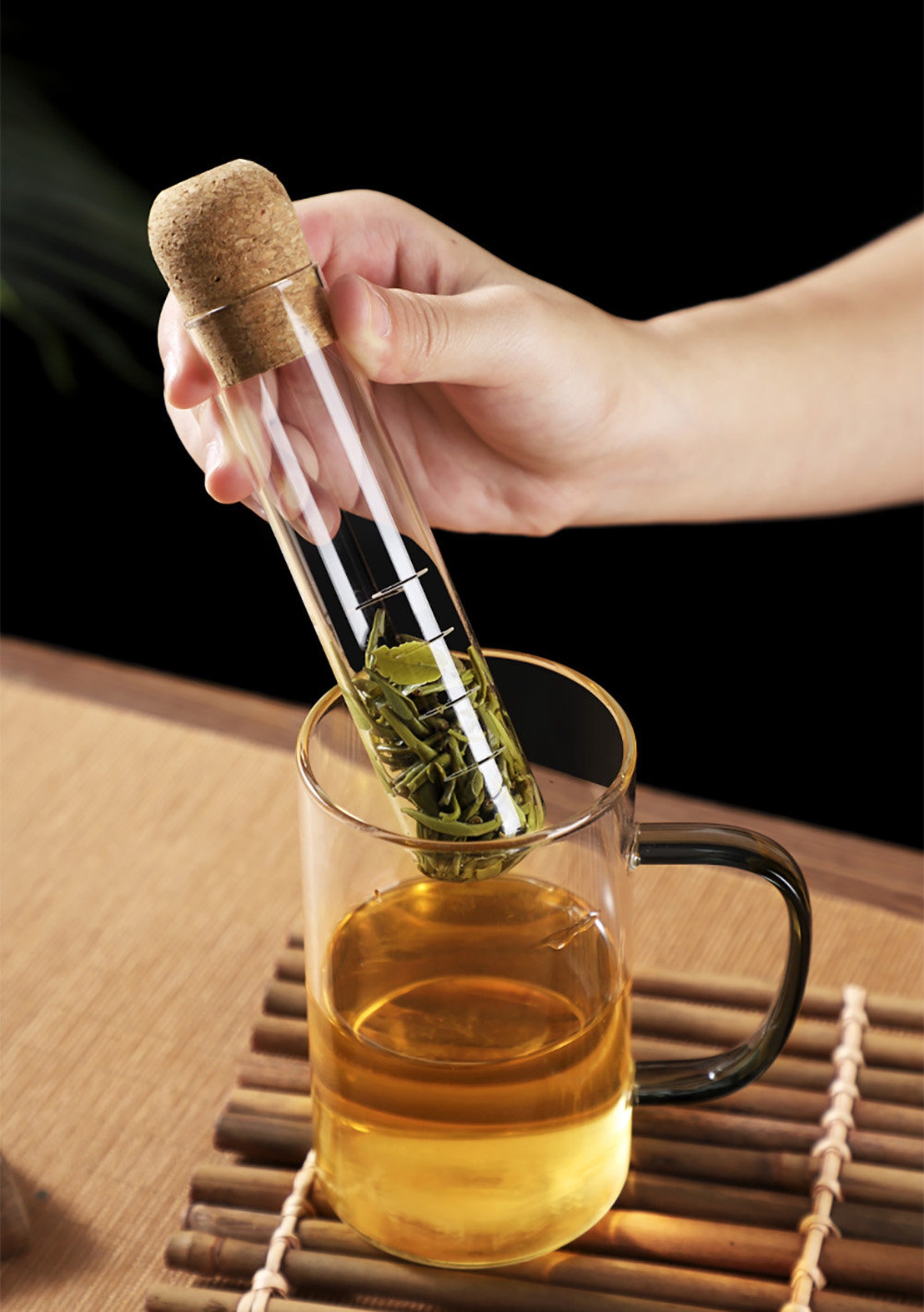 2 Pack Glass Tube Tea Infuser Filter Cork Cute Tea Defuser Etsy