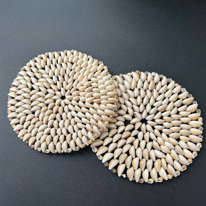 Set of Cowrie Shell Placemates, Plate Charger, Seashell coaster set, Shell decor