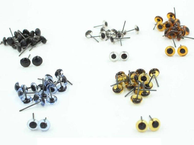 100 Pairs Glass Eyes Kits 4//5//6//7//10mm All in One Box for Teddy Bears Dolls Eyes