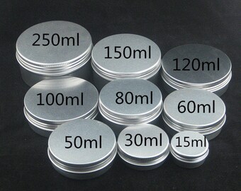 5 -300 Pcs Cosmetic/Nail Crafts/Cream Pot Lip Balm Jar Tin Containers Screw 3/15/30/50/60/100/150/250ml Aluminium Balm cosmetic Tin pot