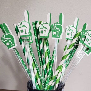 Foam Finger Inspired Cupcake Toppers or Drink Stirrers - Customize with your team colors