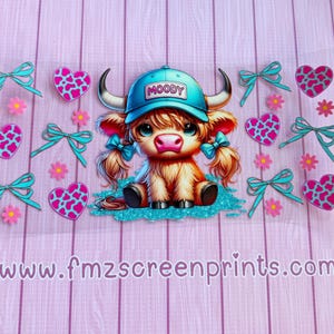 UV DTF WRAP -Ready to apply- uv dtf- moody highland cow- cute cow- highland cow- Libbey glass can wrap