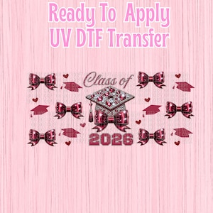 UV DTF WRAP -Ready to apply- uv dtf cup wrap- Burgandy Coquette senior 2026- senior glass can wrap- Coquette uv dtf