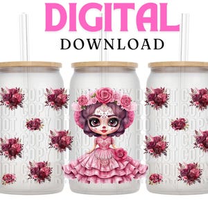 Catrina Glasdose PNG, Dia De los Muertos, Libbey PNG, Spanisch PNG, Latein PNG, Glasdose PNG, Talavera PNG, Viva Mexico PNG, uv dtf png
