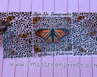 UV DTF WRAP -Ready to apply- uv dtf cup wrap- Hija de Inmigrantes- Latina glass can wrap