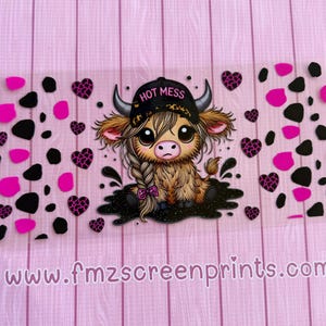 UV DTF WRAP -Ready to apply- uv dtf- Hot mess highland cow- cute cow- highland cow