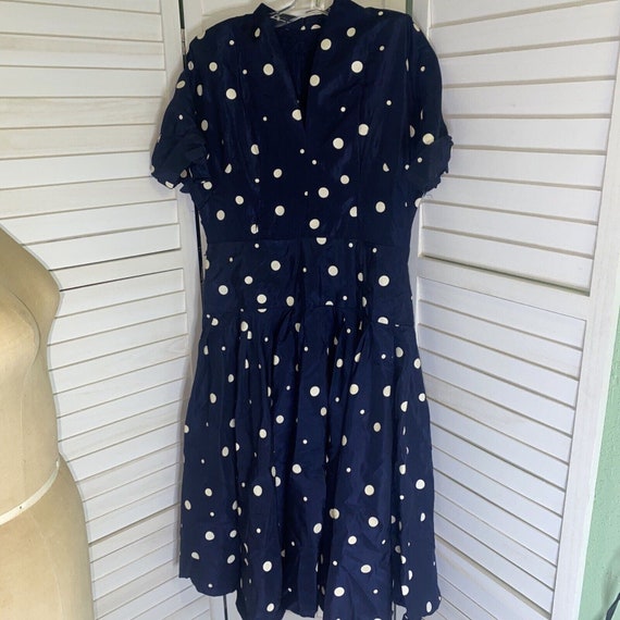 Vintage 1940s Navy Polka Dot Med Evening Party Co… - image 1