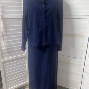 Amanda Smith 2-teiliges Set Langarm Blazer Jacke & Kleid Anzug Blau Größe 12