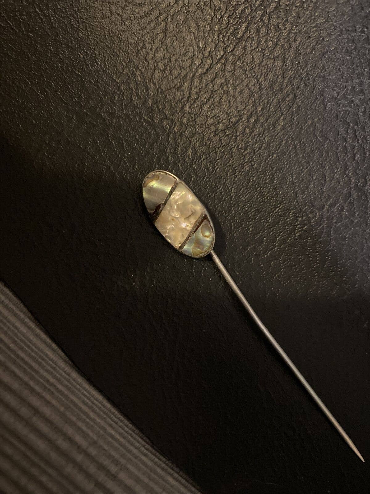 VINTAGE Sterling Silver Mother of Pearl Stick Hat Pin Brooch Etsy