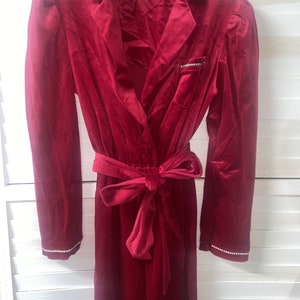VTG 70s Barda &Co Velour Bright Red Mono de mujer con cinturón, Bling Pockets Med