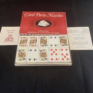 1963 Vintage Card Party Matches With Bridge & Canasta Guides Made In The USA NY, NY