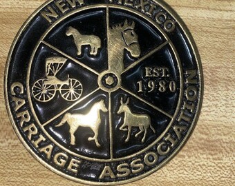Vintage Round Brass Belt Buckle New Mexico Carriage Association