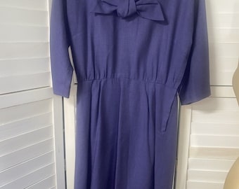 Vintage 50s Handmade Purple Cotton Twill Pencil Sheath Dress Size Small