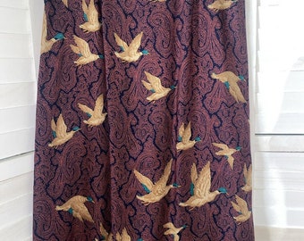 Vintage 70s Country Suburbans Duck Print Midi Skirt Size 14 USA Union Made