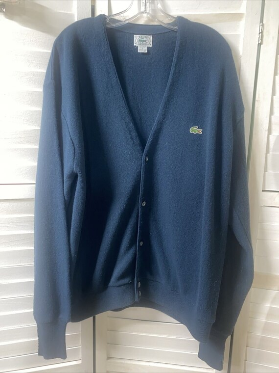 Vtg 60s 70s Izod Lacoste Button Cardigan Sweater B